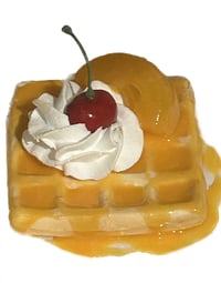 Image 1 of FAKERY BAKERY SHOP/ The perfect breakfast prop/rectangle waffle/peach syrup/4X4 inches/fake food/...