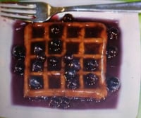 Image 2 of The perfect breakfast prop/rectangle waffle/Fresh blueberry syrup/4X4 inches/ FAKE FOOD/ thick gl...