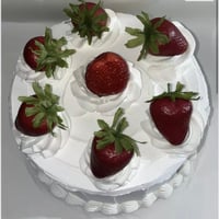 Image 3 of Fake Food Retro White cake with decorated strawberries, centerpiece, party size 6x6