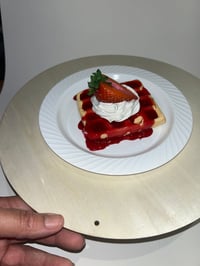 Image 5 of The perfect breakfast prop/rectangle waffle, strawberry and cream/4X2 inches/ FAKE FOOD, glazed w...