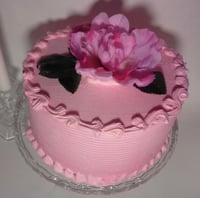 Image 1 of Fake Cake, fake food, fake cake, Swirly Piped with pink flower on top 8x6
