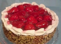 Image 3 of Large size, Strawberry and Cream Cheesecake,faux strawberries, centerpiece, cheesecake Size is 8 ...