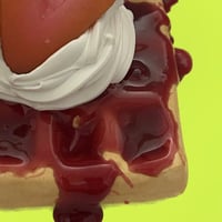 Image 8 of The perfect breakfast prop/rectangle waffle, strawberry and cream/4X2 inches/ FAKE FOOD, glazed w...