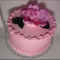 Image 3 of Fake Cake, fake food, fake cake, Swirly Piped with pink flower on top 8x6