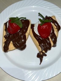 Image 1 of FAKERY BAKERY SHOP/fake food/Looks so delicious/Two chocolate smothered rectangle waffle/4x2 inch...