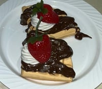 Image 2 of FAKERY BAKERY SHOP/fake food/Looks so delicious/Two chocolate smothered rectangle waffle/4x2 inch...