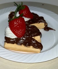 Image 3 of FAKERY BAKERY SHOP/fake food/Looks so delicious/Two chocolate smothered rectangle waffle/4x2 inch...