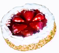 Image 2 of 4" round Strawberry and Cream cookie for display, fake cake for display