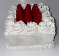 Image 1 of FAKE FOOD/Square Swirling Rosette/ Berry Cream Cake/ centerpiece/artificial cake/fake cake/prop/6...