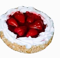 Image 3 of 4" round Strawberry and Cream cookie for display, fake cake for display