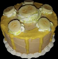 Image 2 of Fake Food, Super Banana cream and caramel Cake, with yellow sugar shimmer Sprinkles size 6x5”