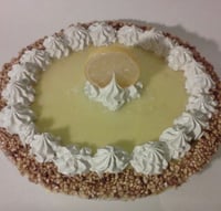 Image 1 of Fake Pie, Creamy Pie, Lemon Cream Pie, Nut Crumbs on the edge 6x3” in foil pan