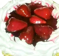 Image 4 of 4" round Strawberry and Cream cookie for display, fake cake for display