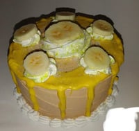 Image 3 of Fake Food, Super Banana cream and caramel Cake, with yellow sugar shimmer Sprinkles size 6x5”