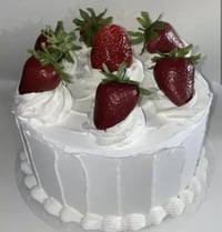 Image 4 of Fake Food Retro White cake with decorated strawberries, centerpiece, party size 8x6