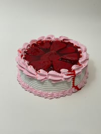 Image 3 of Nice Strawberry Glaze Vanilla and Pink Cute Cake 6” round x 1.5 ”tall