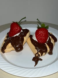 Image 6 of FAKERY BAKERY SHOP/fake food/Looks so delicious/Two chocolate smothered rectangle waffle/4x2 inch...