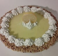Image 3 of Fake Pie, Creamy Pie, Lemon Cream Pie, Nut Crumbs on the edge 6x3” in foil pan
