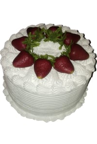 Image 1 of Fake Cake, Classic and Lovely Strawberries and Vanilla White Cream Cake 8x5