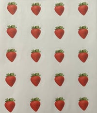 Image 3 of 20 count/ 1.5 inch/Strawberries/Printed Fruit/Hand Cut/Stickers/Sticker Paper/individual stickers...