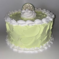 Image 2 of Fake Food, Large Creamy Lime Cake with White Icing cake, faux cake, fake food, 6 inch Width by 6 ...