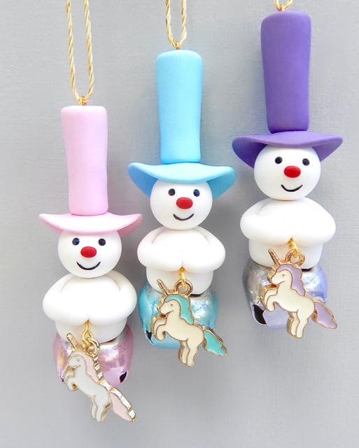 Image of 🦄💜💖💙⛄️New 2024 Pastel Jingle Snowmen w/ Unicorns