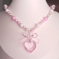 Image 2 of Coquette Glass Heart Necklace