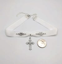 Image 4 of Coquette Angelic Silver & Pearl Cross Choker