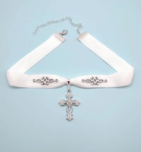 Image 5 of Coquette Angelic Silver & Pearl Cross Choker