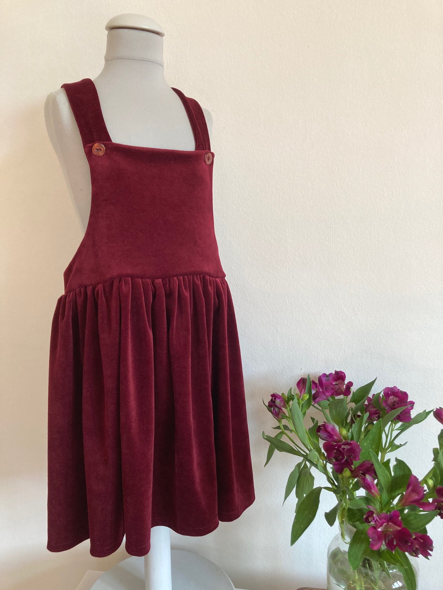 Pinafore Dress-red Nicky Velour | robe of feathers Pinafore Dress-red Nicky Velour | robe of feathers