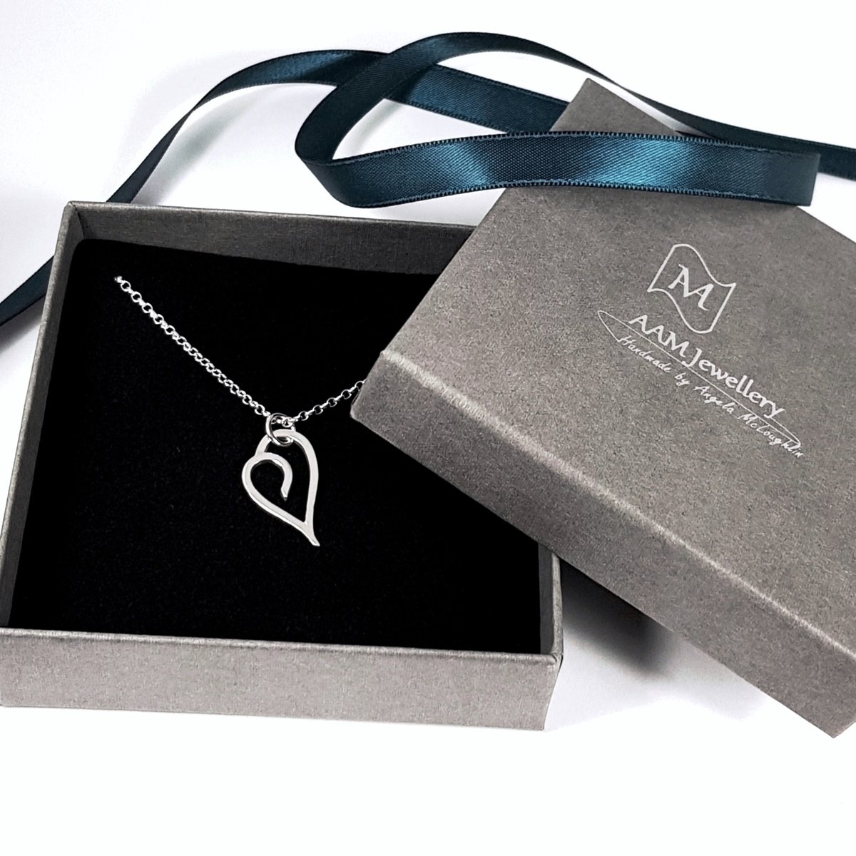 Image of Silver Heart Necklace, Handmade Sterling Silver Heart Pendant, Sustainable Silver Jewellery