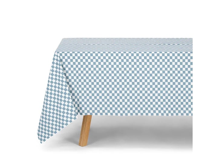 Image of Rose in April blue and white checkerboard table cloth