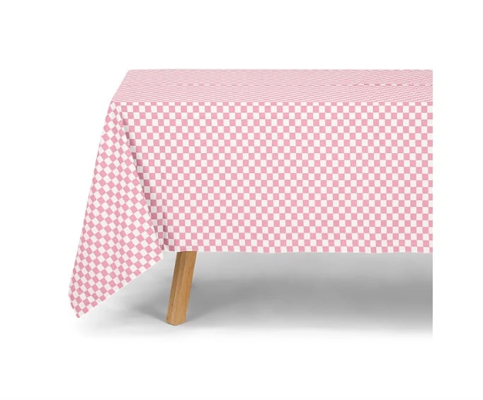 Image of Rose pink checkerboard table cloth