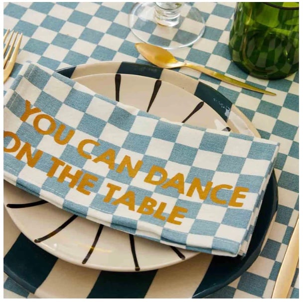 Image of Blue checkerboard napkins set of 2