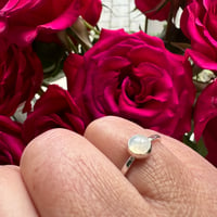 Image 1 of Sterling Silver Stacking Ring with a Hammered Band and Moonstone