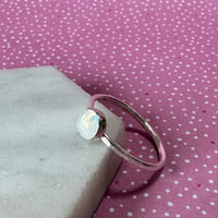 Image 2 of Sterling Silver Stacking Ring with a Hammered Band and Moonstone