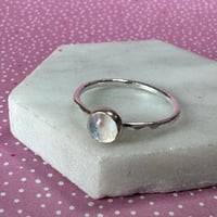 Image 3 of Sterling Silver Stacking Ring with a Hammered Band and Moonstone