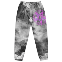 Image 2 of Black Watercolor And Colorful Neon Skull and Pentagram  Unisex track pants