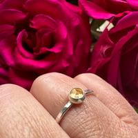 Image 1 of Sterling Silver Stacking Ring with a Hammered Band and Faceted Citrine