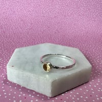 Image 2 of Sterling Silver Stacking Ring with a Hammered Band and Faceted Citrine