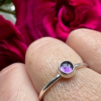 Image 1 of Sterling Silver Stacking Ring with Amethyst