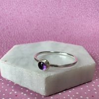 Image 3 of Sterling Silver Stacking Ring with Amethyst