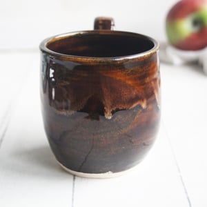 Image of Amber Brown Pottery Mug, 12 oz., Handcrafted Coffee Cup, Made in USA