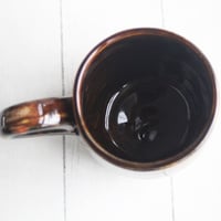 Image 9 of Amber Brown Pottery Mug, 12 oz., Handcrafted Coffee Cup, Made in USA