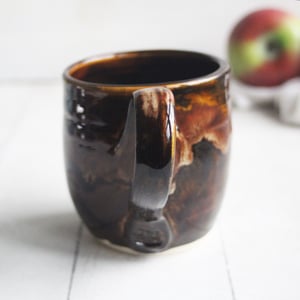 Image of Amber Brown Pottery Mug, 12 oz., Handcrafted Coffee Cup, Made in USA