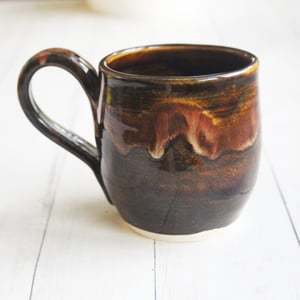 Image of Amber Brown Pottery Mug, 12 oz., Handcrafted Coffee Cup, Made in USA