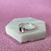 Image 2 of Sterling Silver Stacking Ring with a Hammered Band and Amethyst