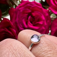 Image 1 of Sterling Silver Stacking Ring with a Hammered Band and Amethyst