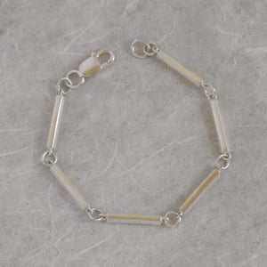 Image of Hexagon point links solid silver bracelet