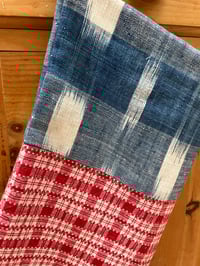 Image 6 of Vintage French Gingham & Ikat Stocking
